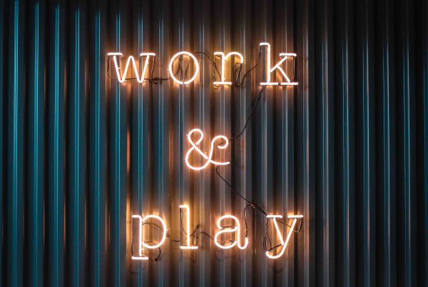 work and play neon sign
